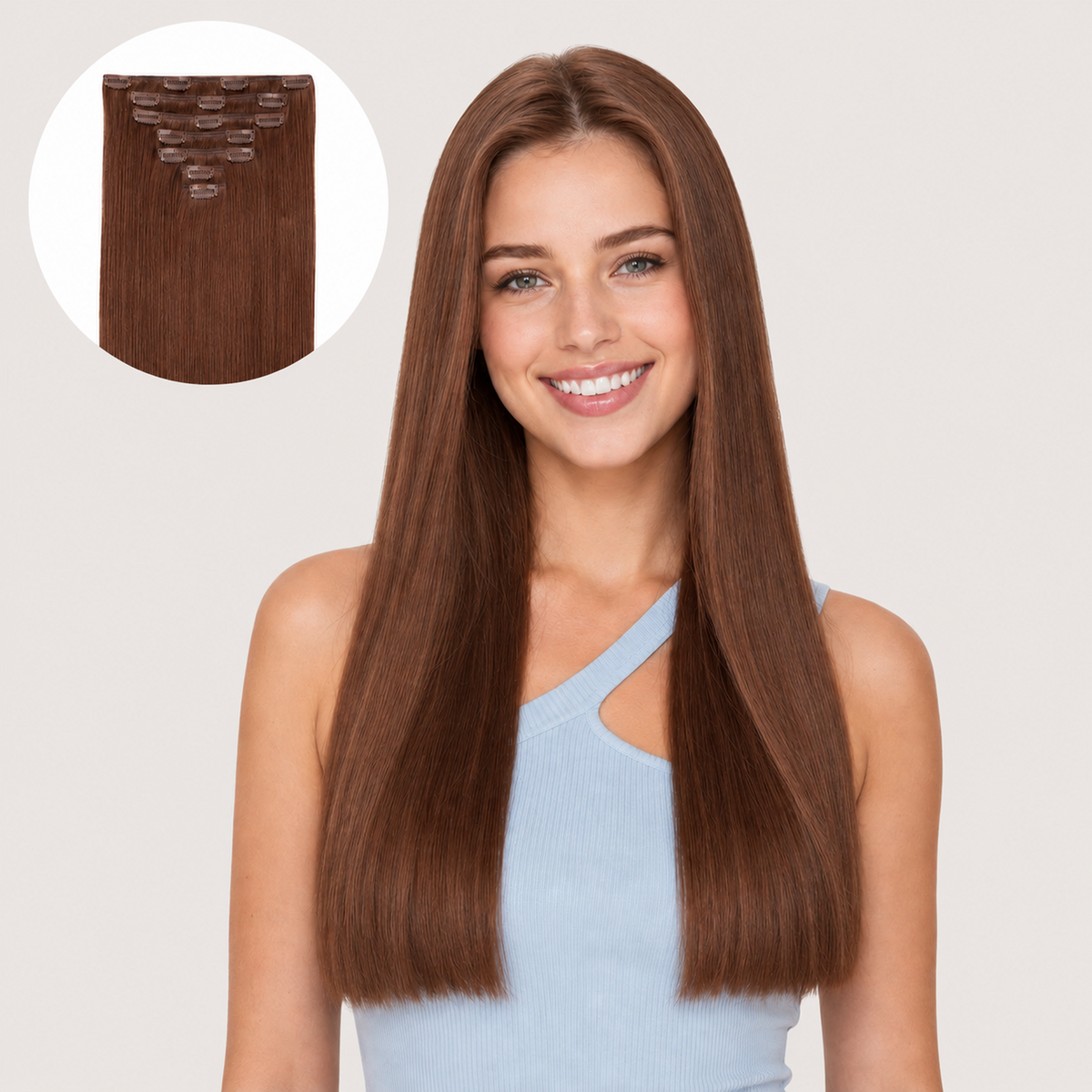 WARM CEDAR BROWN #10 - CLIP-IN HAIR EXTENSIONS