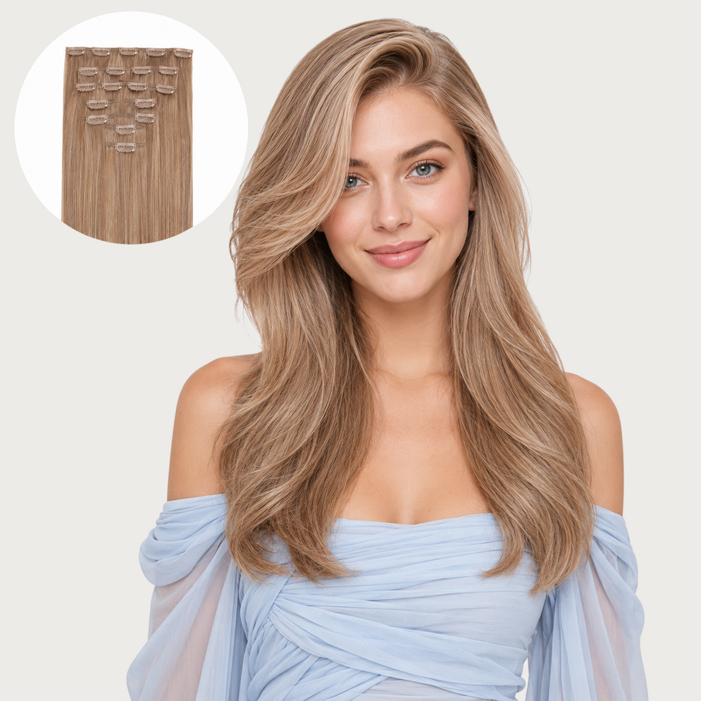 CARAMEL RIBBON BLONDE #18#46 - CLIP-IN HAIR EXTENSIONS