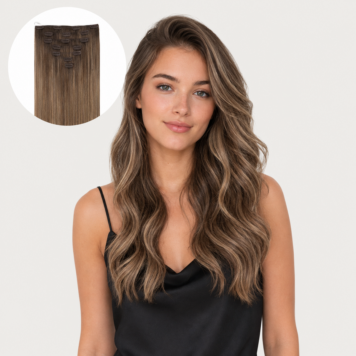 DEEP ROOT CARAMEL BLONDE #1C#18#46 - CLIP-IN HAIR EXTENSIONS