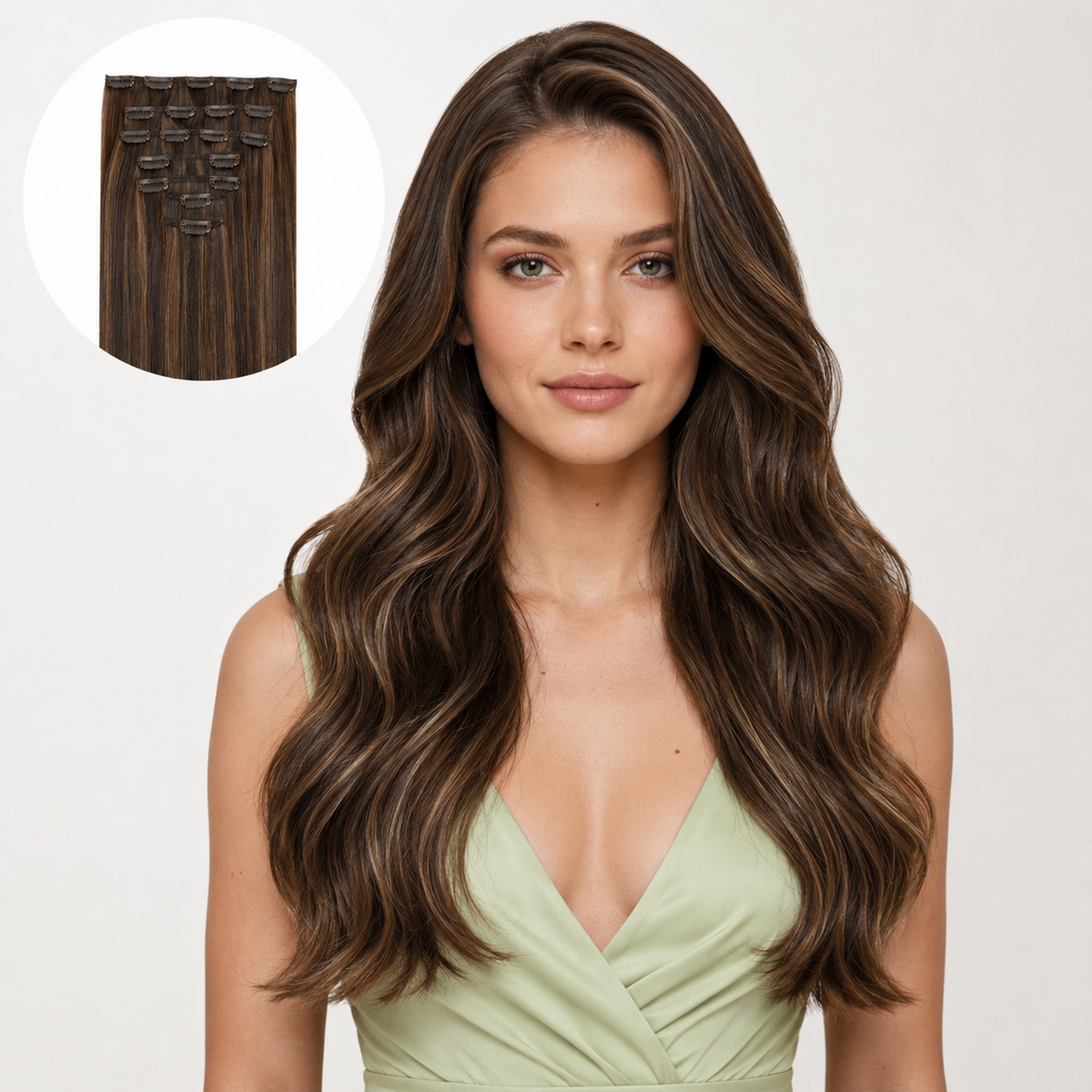 MOCHA RIBBON BROWN #1C#24#6C - CLIP-IN HAIR EXTENSIONS