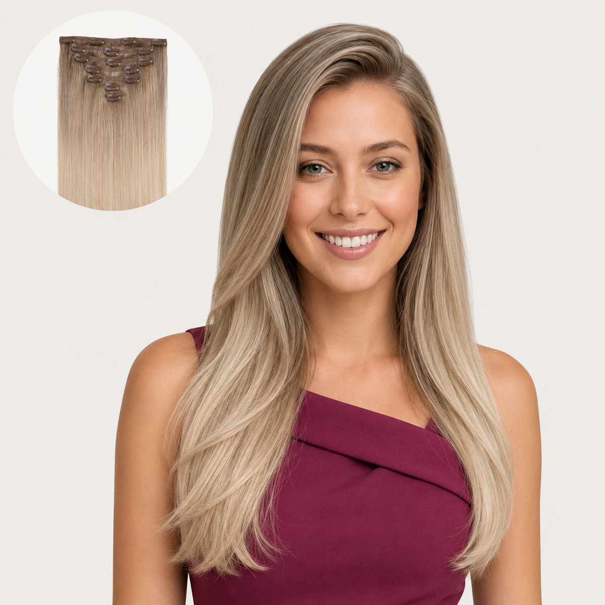 ASH MELT BLONDE #8#60 - CLIP-IN HAIR EXTENSIONS