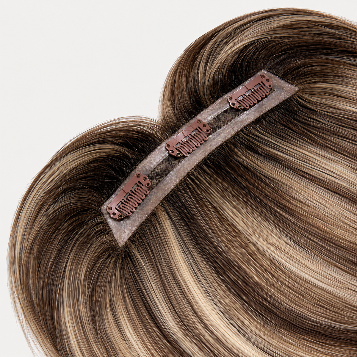 ROOTED BEIGE BRONDE #(T3/8)P(T3/613) - CLIP-IN BANGS HAIR EXTENSIONS 8 Inch