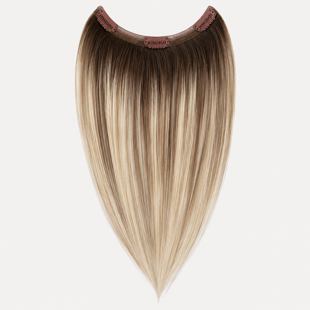ROOTED BEIGE BRONDE #(T3/8)P(T3/613) - CLIP-IN BANGS HAIR EXTENSIONS 8 Inch