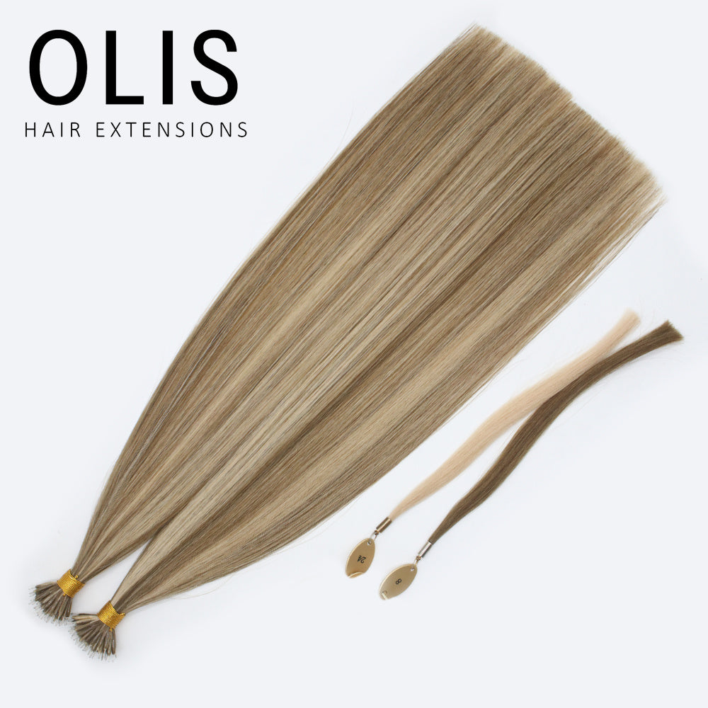 NANO TIP HUMAN HAIR EXTENSIONS — SANDY BRONDE BLEND